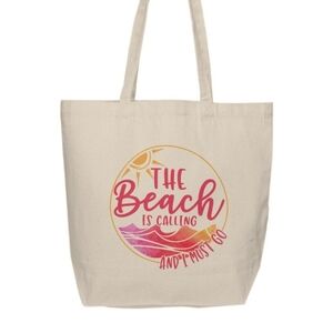 The Beach Is Calling And I Must Go Custom Canvas Tote Bag
